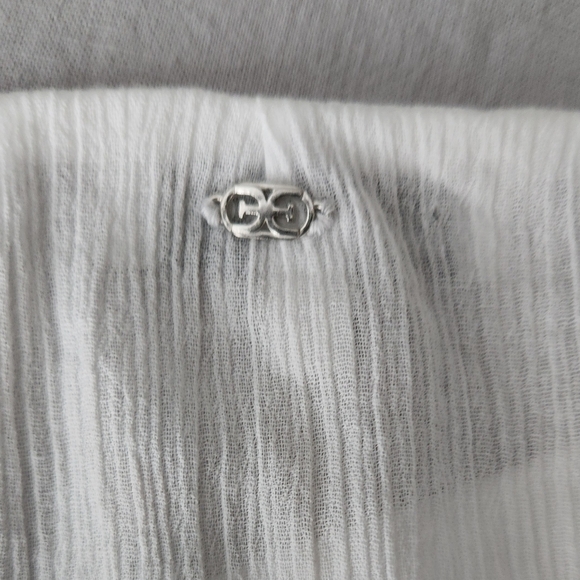 Sam Edelman Nyra Floral Flutter Sleeve Cotton Peplum Top - WHITE - SMALL - Picture 7 of 13